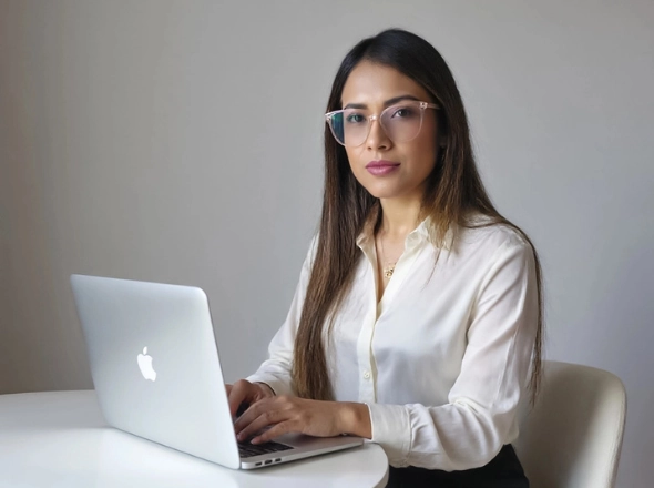 Angelina Solano diseñadora web con su ordenador.